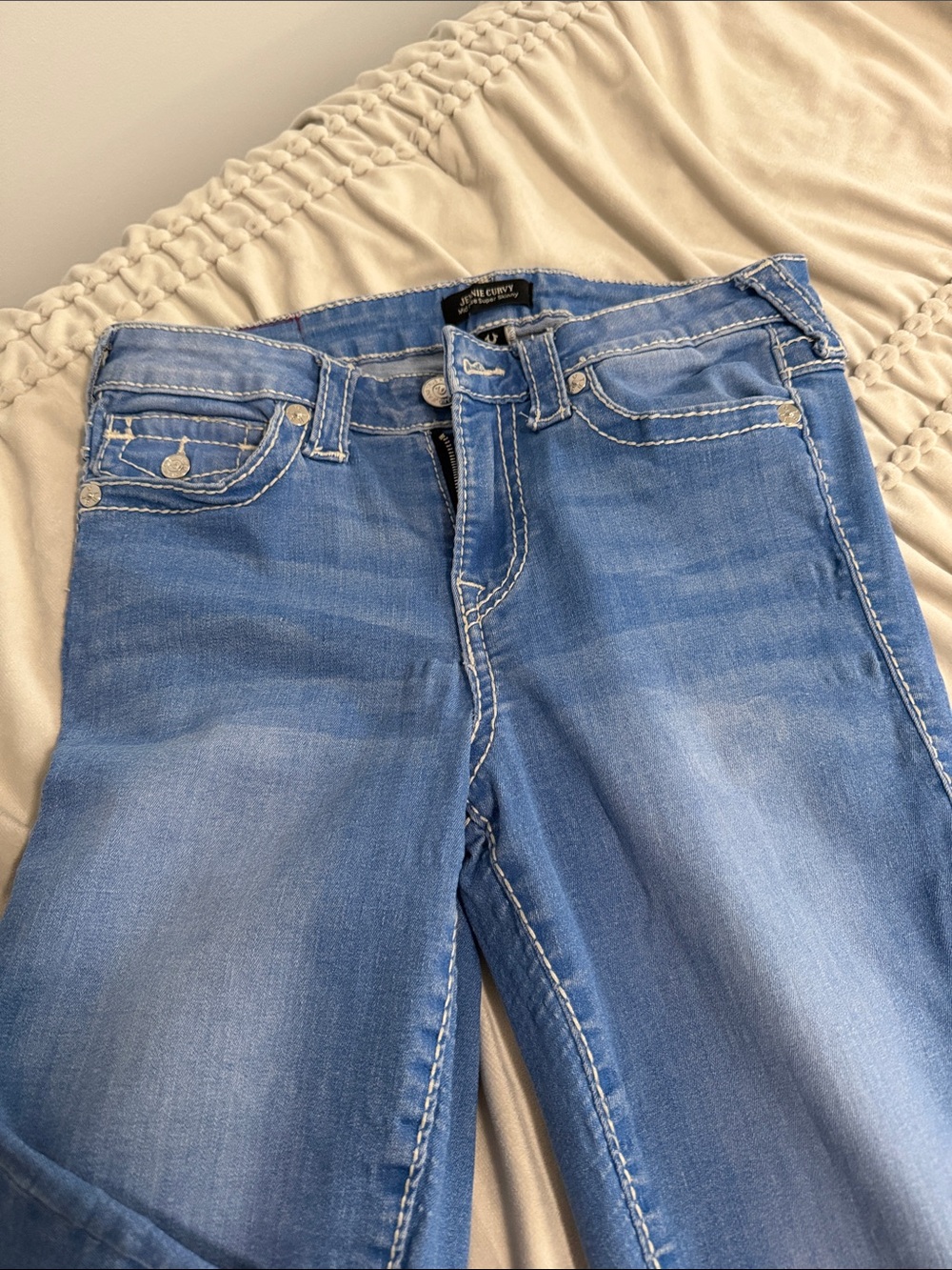 True Religion Light Washmid rize Super Skinny Jeans with Contrast Stitching
